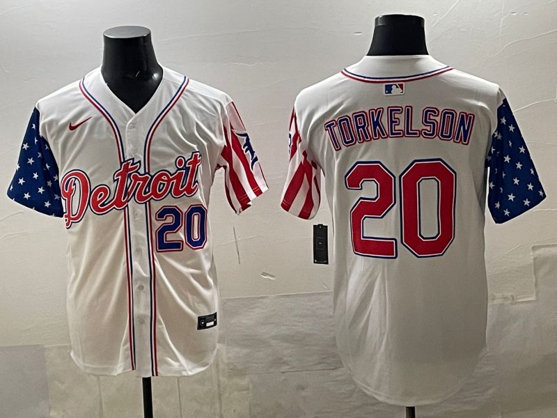 Men Detroit Tigers 20 Torkelson White National Flags 2025 Nike MLB Jersey style 04